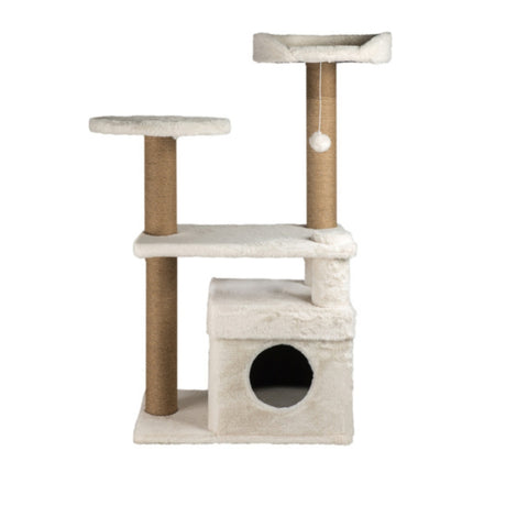 Tiragraffi verticale con cuccia e ripiani 111 cm