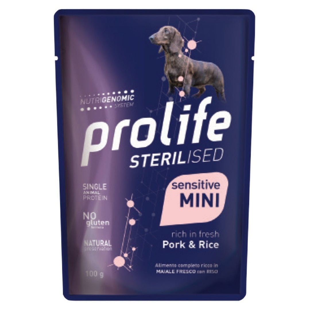 Prolife Sterilised Sensitive Cibo Umido Cane Adulto t. Mini Maiale e Riso