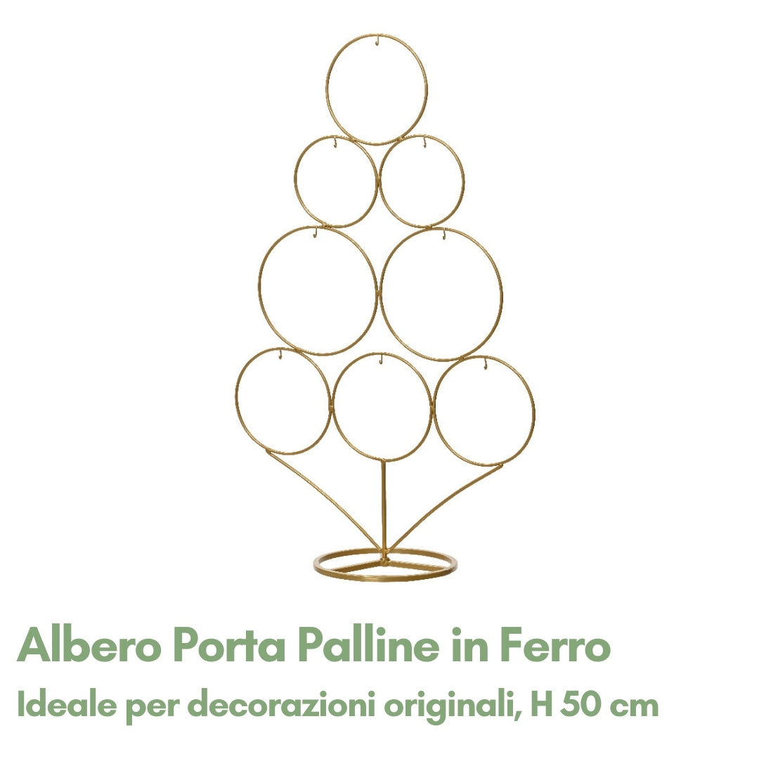 Albero di Natale Portapalline in Ferro Dorato H 50 cm