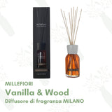 Vanilla & Wood - Millefiori Diffusore di Fragranza a Bastoncino "Milano"