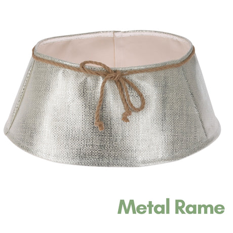 Copribase Albero di Natale Metallizzato con Nastro in Juta