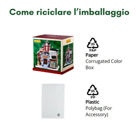 Imballaggio riciclabile composto da scatola in cartone a colori e sacchetto in plastica PP05.