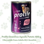 Prolife Grainfree Cibo Umido Cane Adulto Sensitive t. M/L Agnello Patate