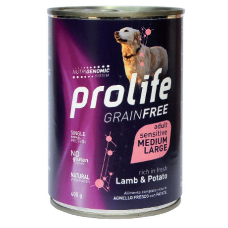 Prolife Grainfree Cibo Umido Cane Adulto Sensitive t. M/L Agnello Patate