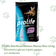 Prolife Sterilised Crocchette Gatto Maturo Manzo e Riso 1,5kg
