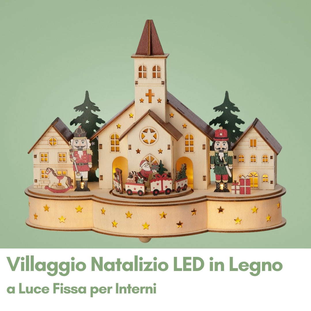 Villaggio Natalizio Luminoso in Legno