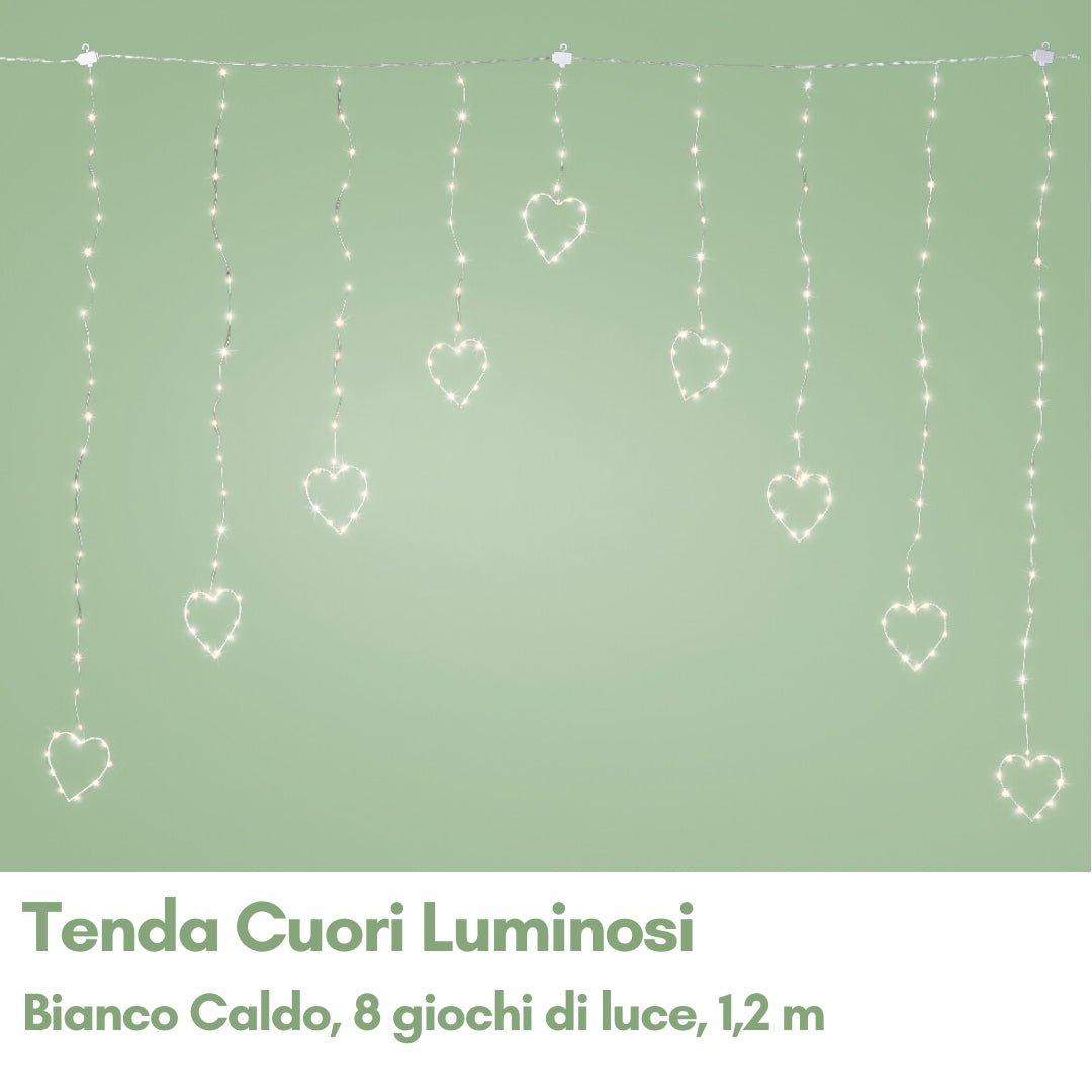 Tenda Natalizia con Cuori con 8 gioghi Luminosi 1,2m