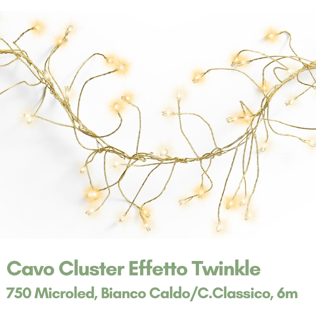 Cavo Cluster Microled Effetto Twinkle Caldo/Caldo Classico 6m