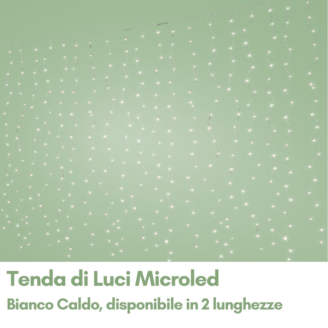 Tenda Decorativa con Luci Microled Bianco Caldo