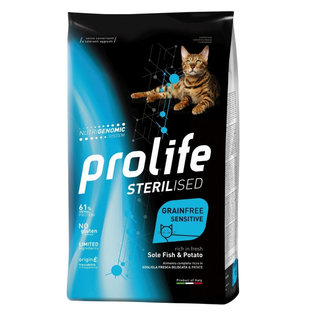 Prolife Sterilised Grainfree Gatto Sensibile Sogliola e Patate 400g