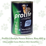 Prolife Lifestyle Cibo Umido Cane Maturo t. M/L Pesce Bianco e Riso 400g