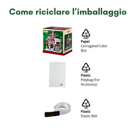 Imballaggio riciclabile composto da scatola in cartone ondulato a colori, busta e cintura elastica in plastica PP05.