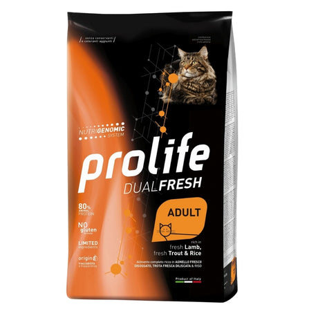 Prolife Dualfresh Crocchette Gatto Adulto Agnello Trota Riso 400g