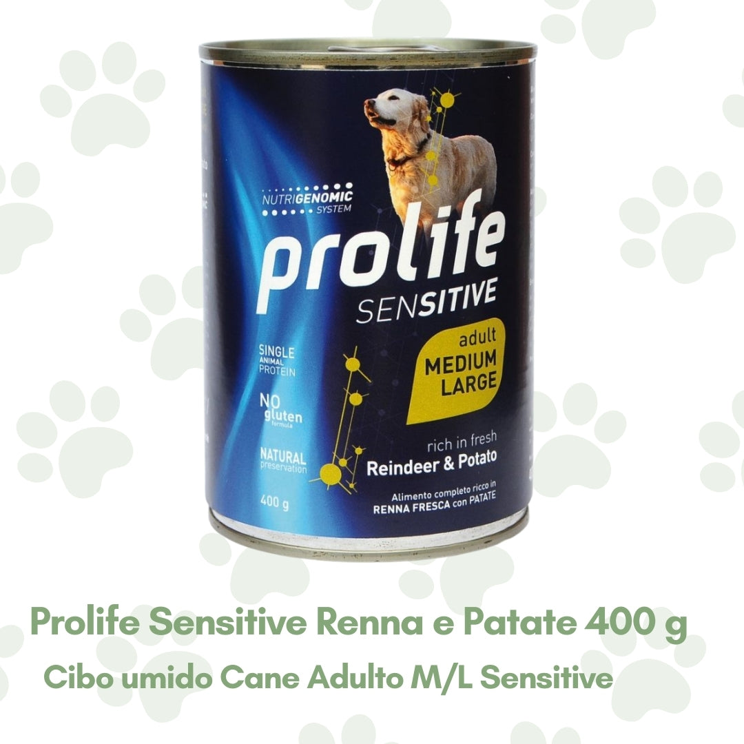 Prolife Sensitive Cibo Umido Cane Adulto t. M/L Renna e Patate 400g