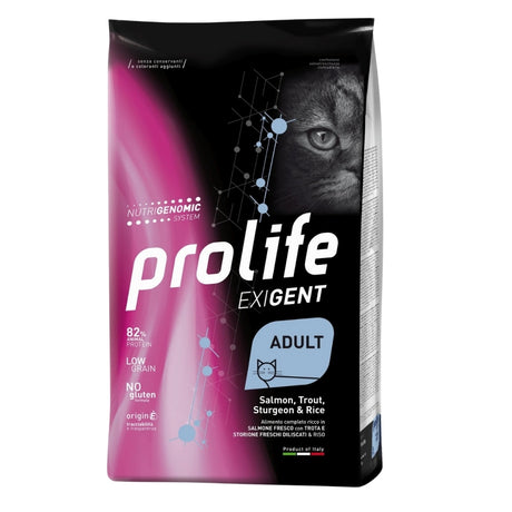 Prolife Exigent Crocchette Gatto Adulto Salmone Trota Storione 400g