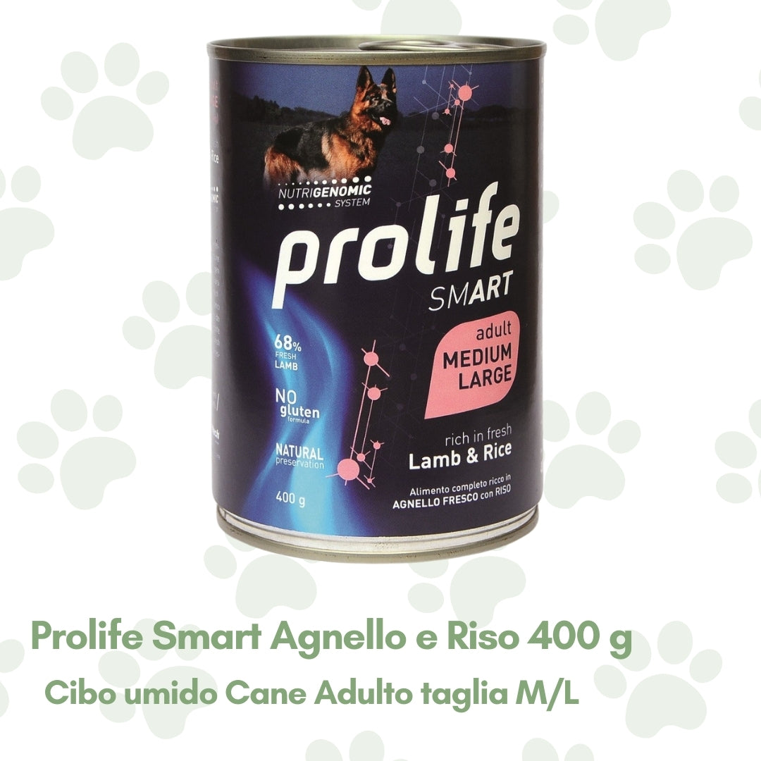 Prolife Smart Cibo Umido Cane Adulto t. M/L Agnello e Riso 400g