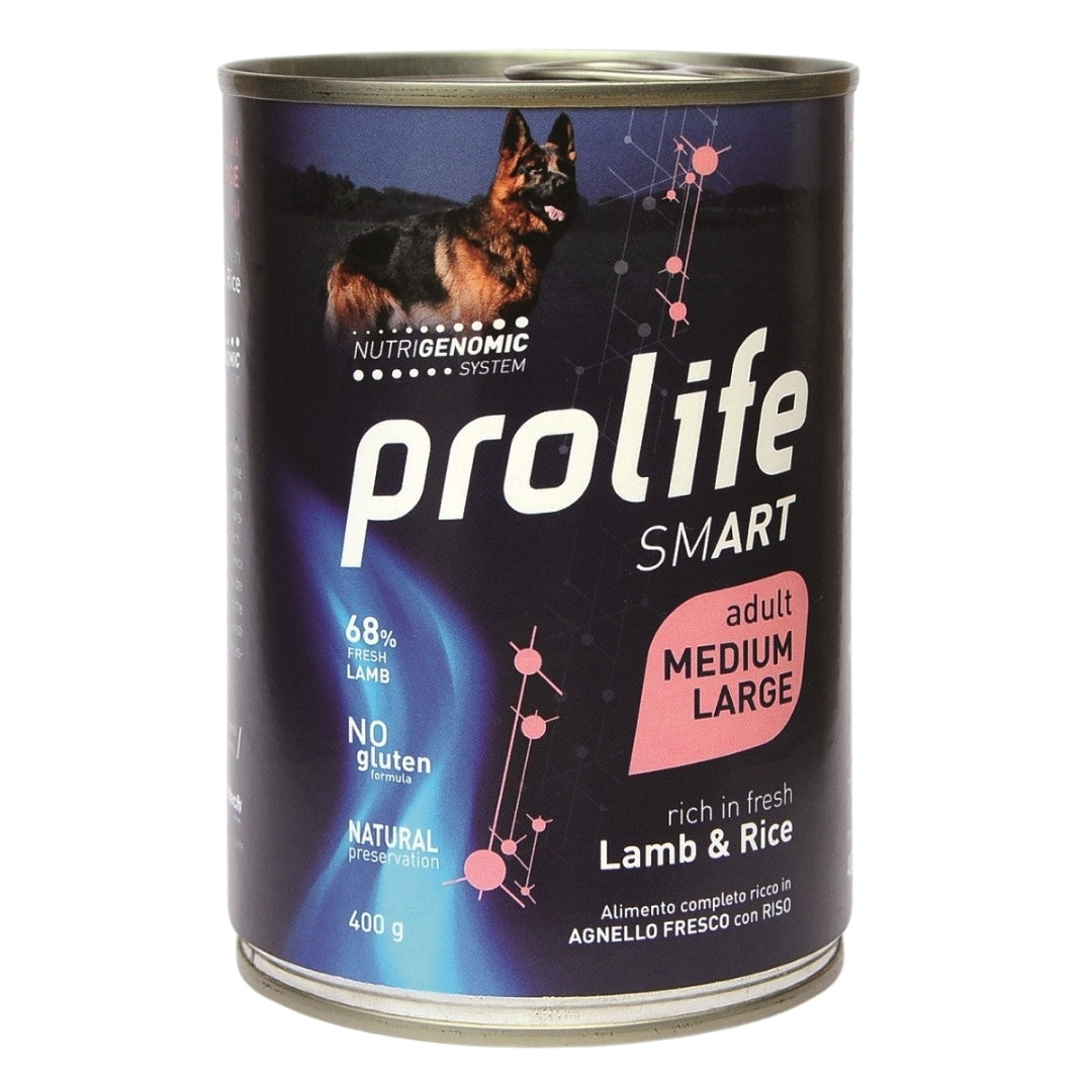 Prolife Smart Cibo Umido Cane Adulto t. M/L Agnello e Riso 400g