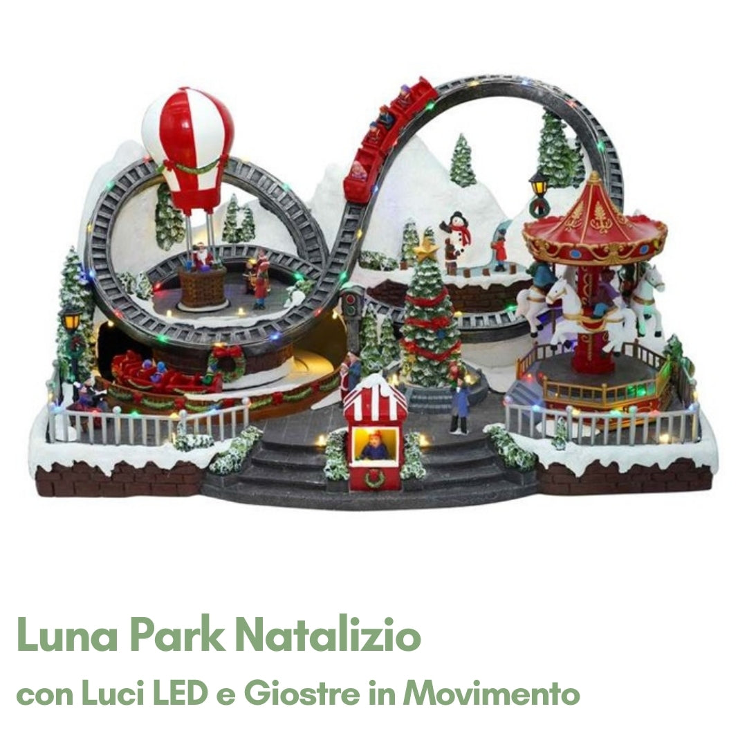 Luna Park Natalizio con Luci LED e Giostre in Movimento