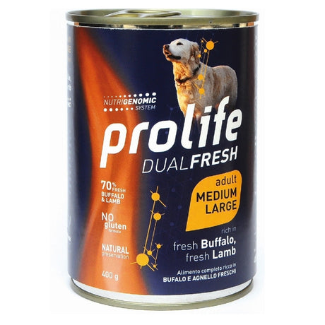 Prolife DualFresh Cibo Umido Cane Adulto t. M/L Bufalo Agnello Riso 400g