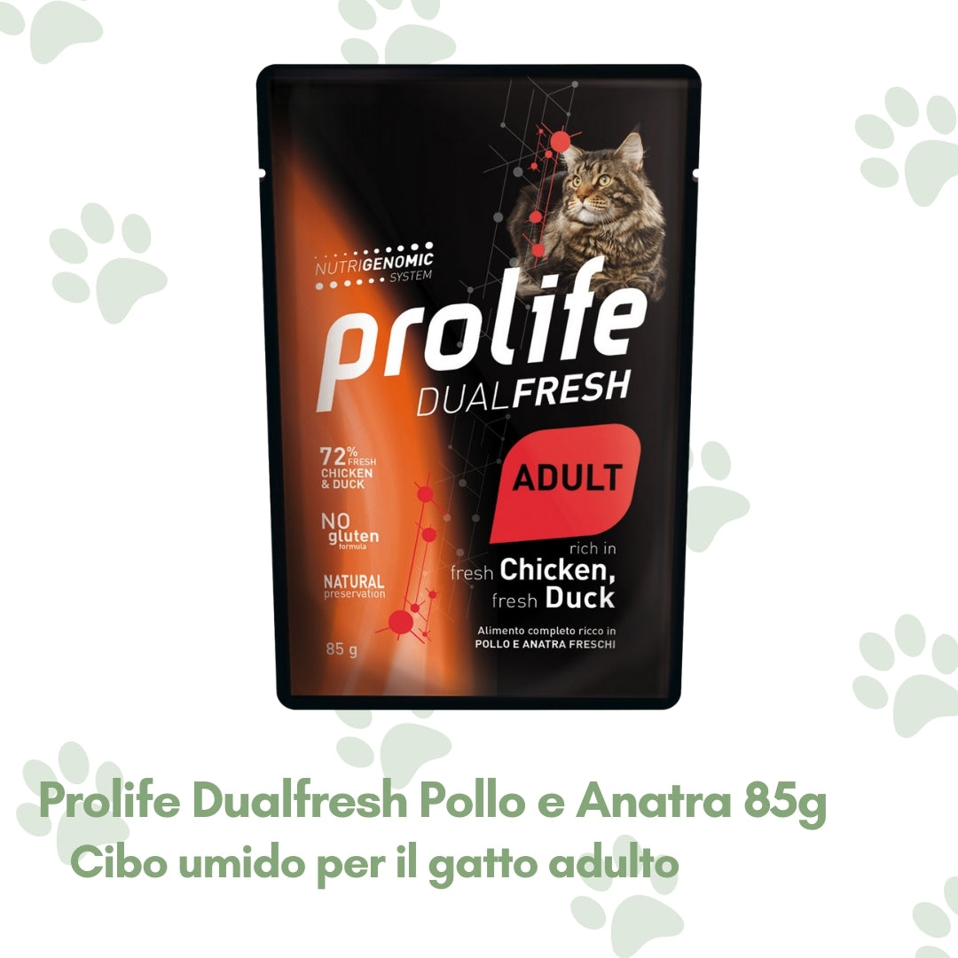 Prolife Dualfresh Cibo Umido Gatto Adulto Pollo e Anatra 85g