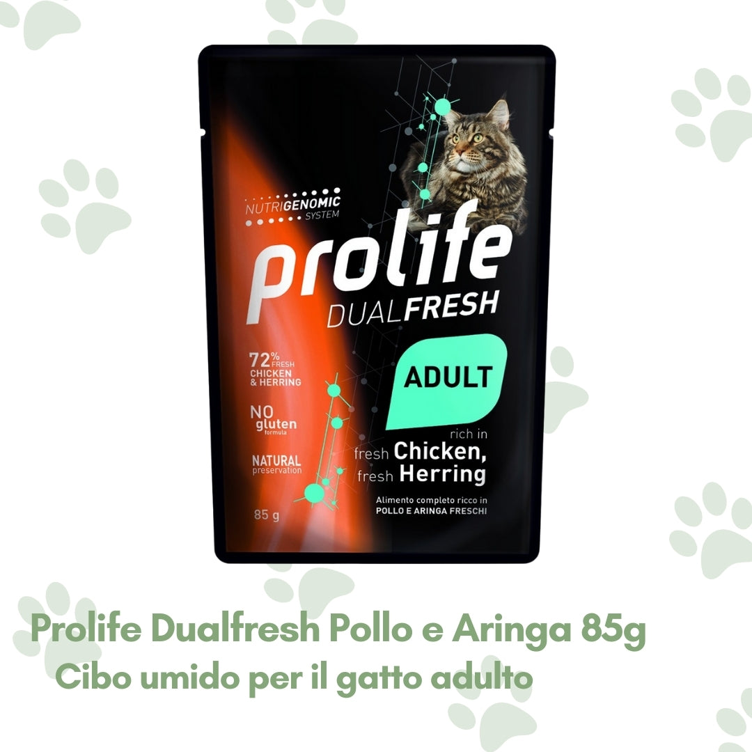 Prolife Dualfresh Cibo Umido Gatto Adulto Pollo e Aringa 85g