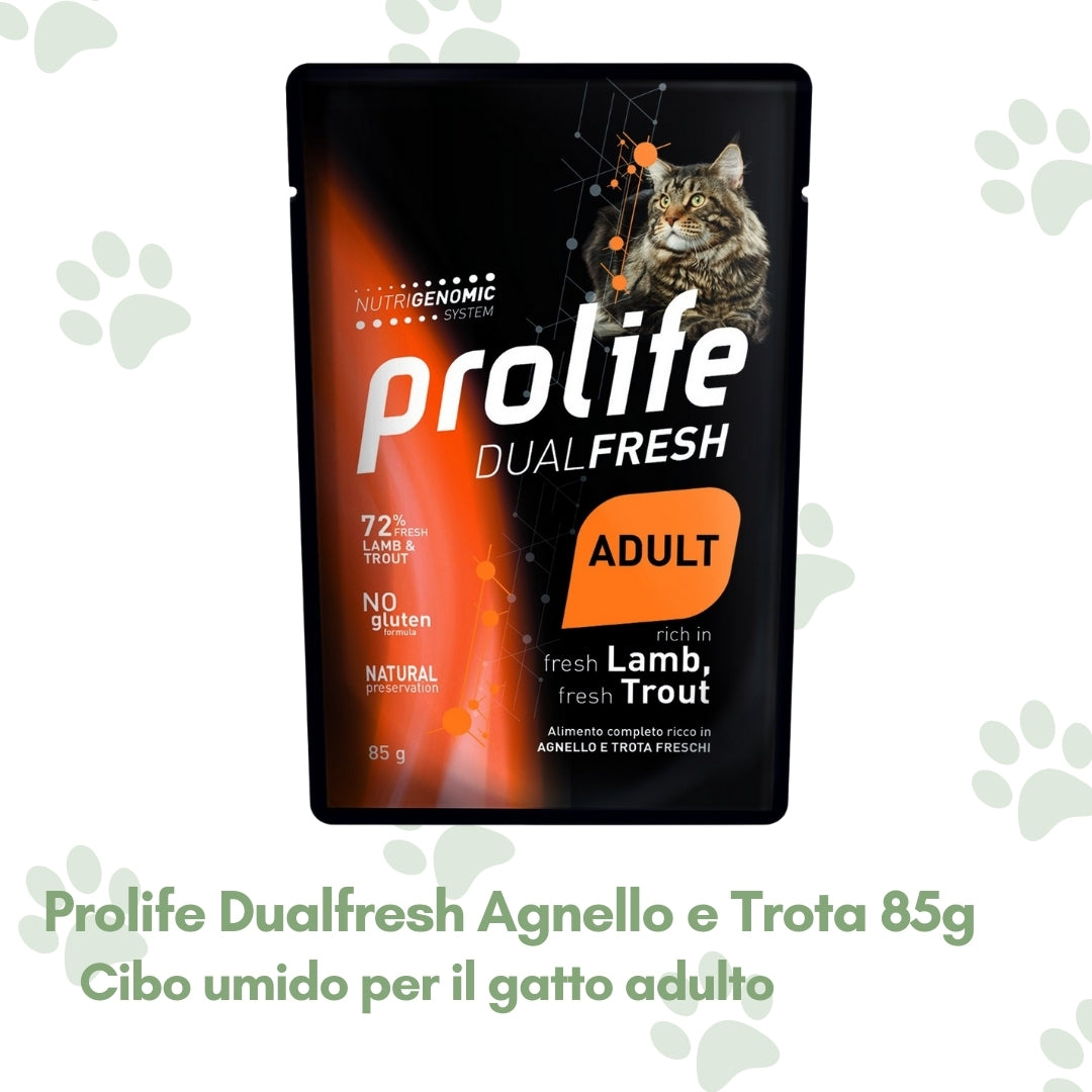 Prolife Dualfresh Cibo Umido Gatto Adulto Agnello e Trota 85g