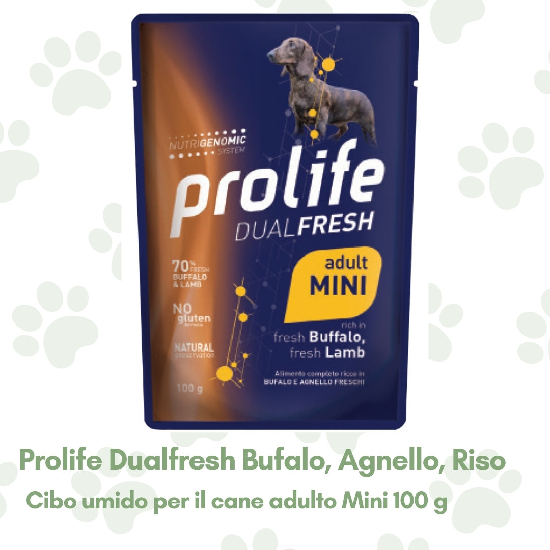 Prolife DualFresh Cibo Umido Cane Adulto t. Mini Bufalo Agnello Riso 100g