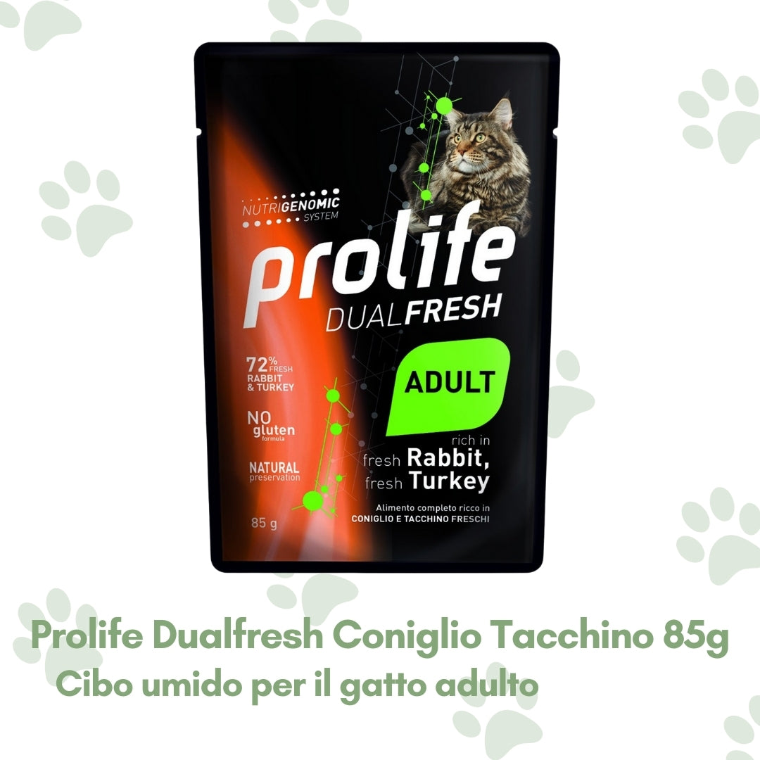 Prolife Dualfresh Cibo Umido Gatto Adulto Coniglio e Tacchino 85g