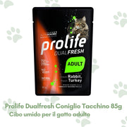 Prolife Dualfresh Cibo Umido Gatto Adulto Coniglio e Tacchino 85g