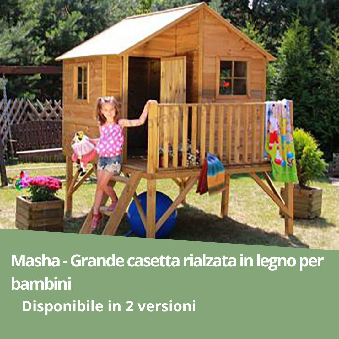 Masha - Grande casetta rialzata in legno per bambini