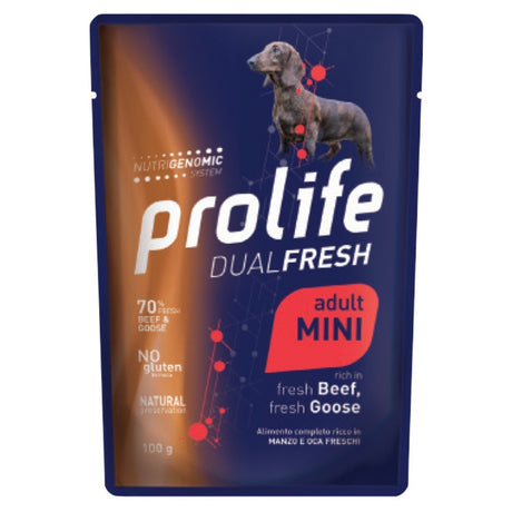 Prolife DualFresh Cibo Umido Cane Adulto t. Mini Manzo Oca Riso 100g