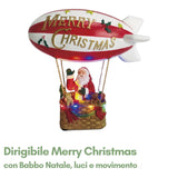Dirigibile Merry Christmas con Babbo Natale e Movimento