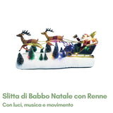 Slitta di Babbo Natale con Renne in Movimento e Musica