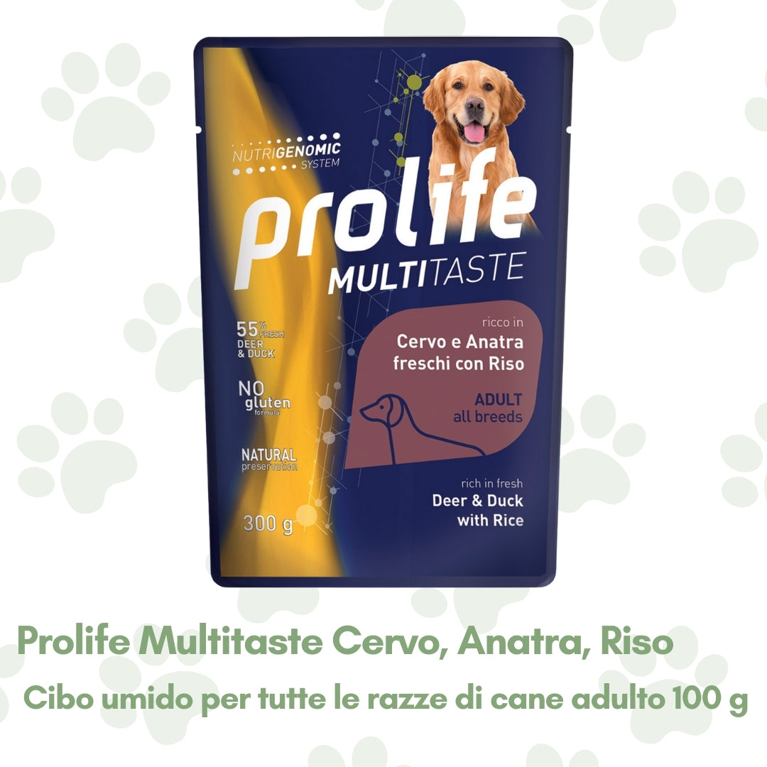 Prolife Multitaste Cibo Umido Cane Adulto Cervo Anatra Riso Ananas 300g