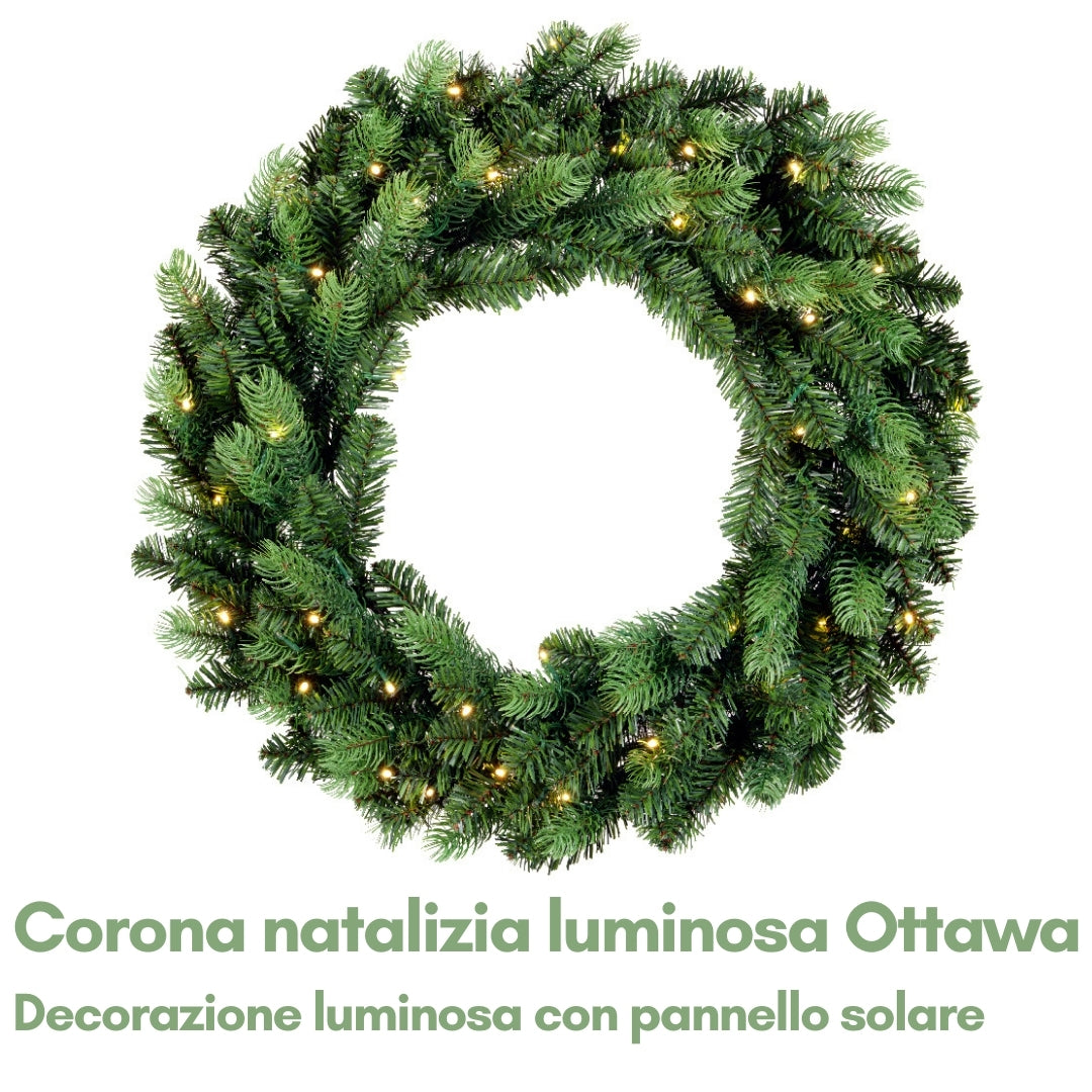 Ottawa Corona Natalizia in PE/PVC con LED Solare