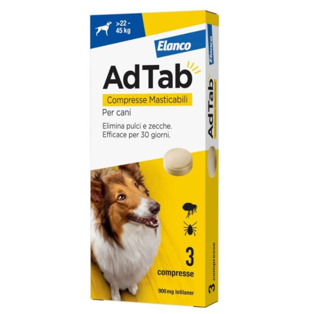 Pastiglie Aromatizzate Antiparassitarie per Cani Adtab 22-45kg