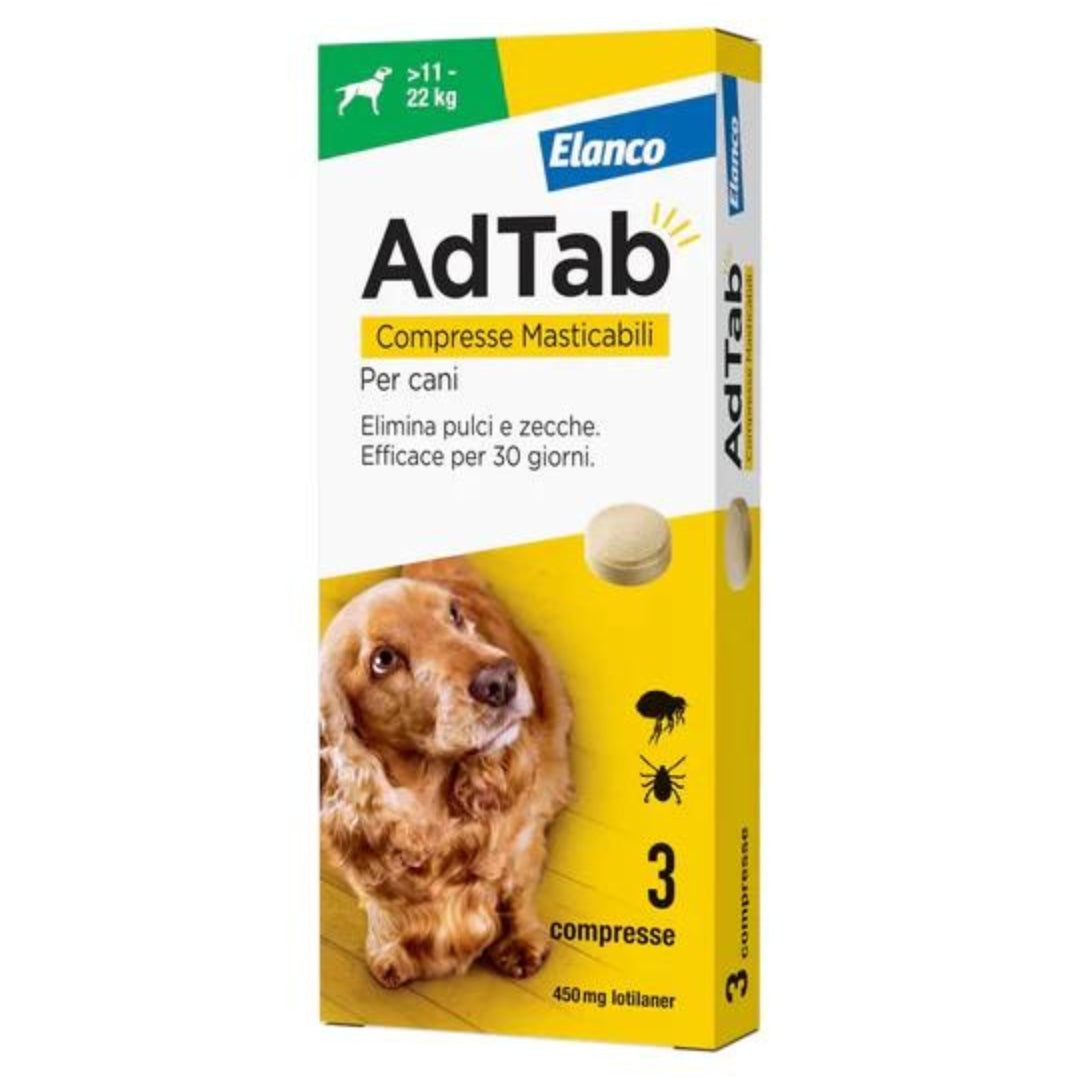 Pastiglie Aromatizzate Antiparassitarie per Cani Adtab 11-22kg