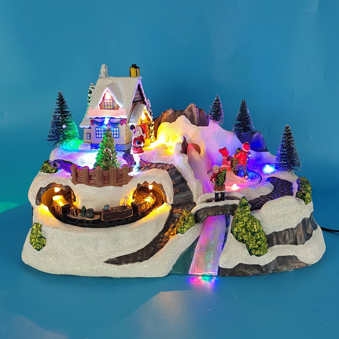 Villaggio con Babbo Natale e Bambini - Miniature di ambientazioni natalizie