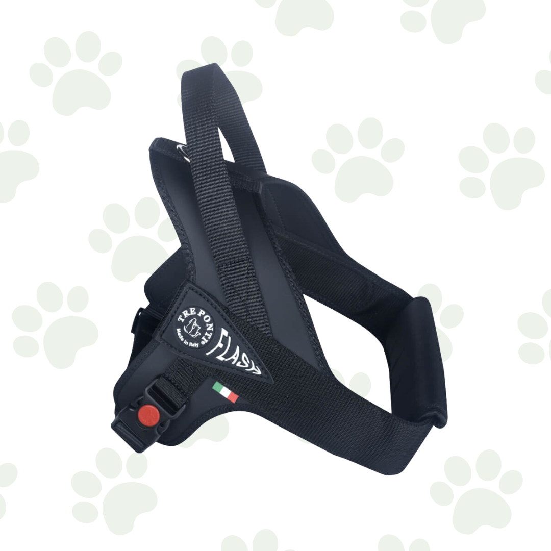 Flash - Pettorina per cani nera rifrangente taglia L