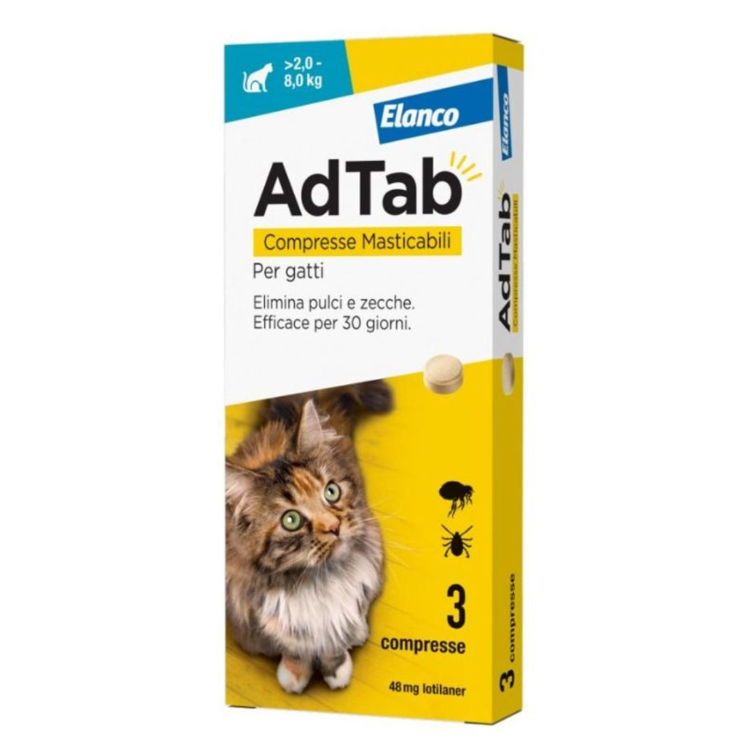 Pastiglie Aromatizzate Antiparassitarie per gatti Adtab 2-8kg