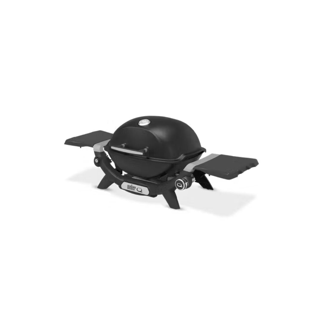 Barbecue a gas Weber Q 1200 nero in vista tre quarti