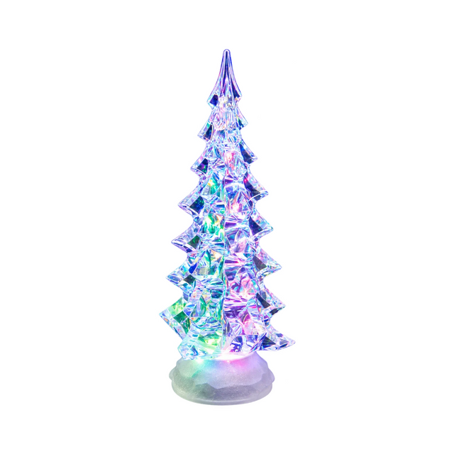 Abete natalizio trasparente luminoso con LED multicolore, 26 cm