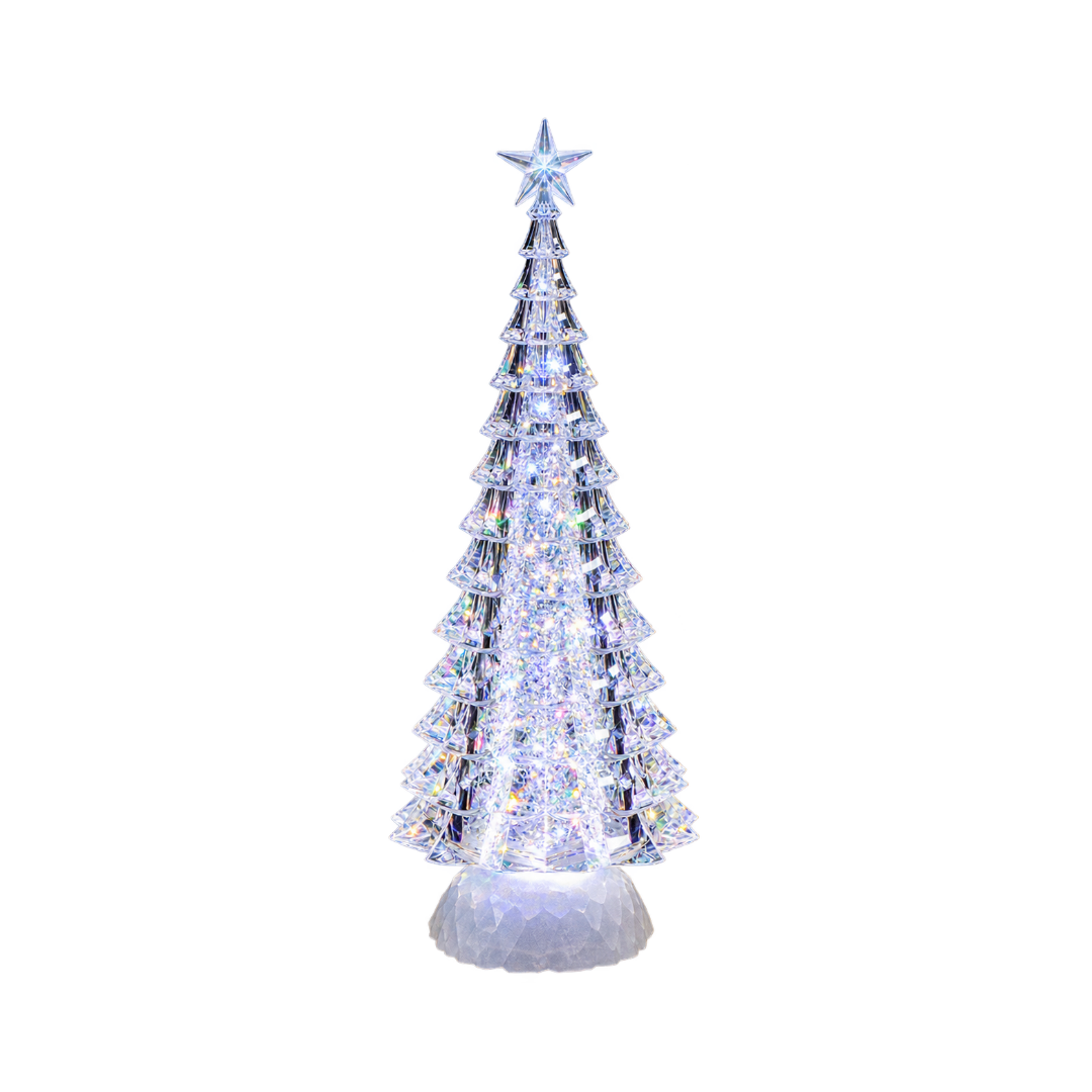 Abete natalizio trasparente con stella e illuminazione LED, 32 cm
