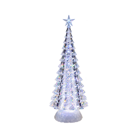 Abete natalizio trasparente con stella e illuminazione LED, 32 cm