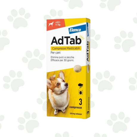 Confezione di tre compresse masticabili antiparassitarie per cani di peso 5,5-11kg.