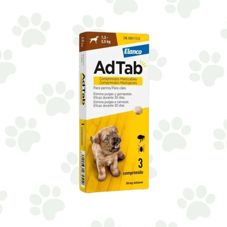 Confezione di tre compresse masticabili antiparassitarie per cani di peso 1,3-2,5kg.