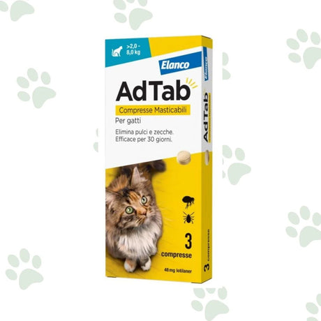 Confezione pastiglie antiparassitarie AdTab per gatti 2-8kg.