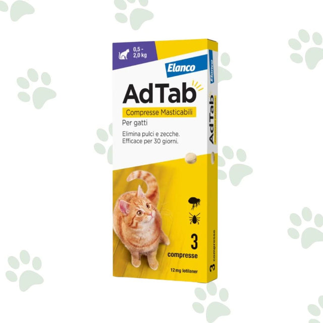 Confezione pastiglie antiparassitarie AdTab per gatti 0,5-2kg.