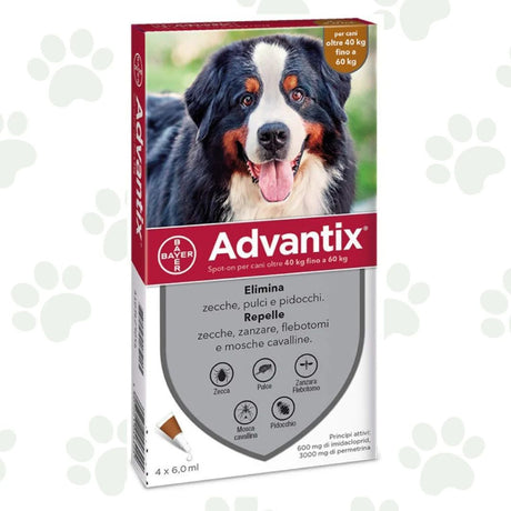 Confezione di 4 pipette spot-on antiparassitario per cani 40-60 kg di peso Advantix.