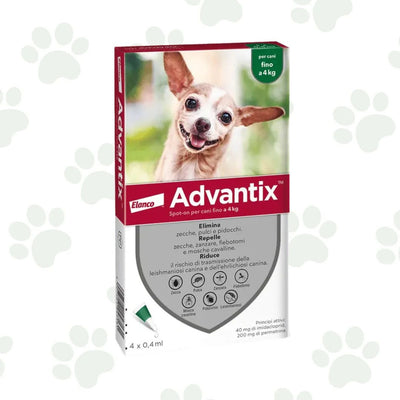 Confezione di 4 pipette spot-on antiparassitario per cani fino a 4 kg di peso Advantix.